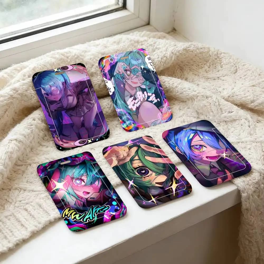 Virtual Idol H-Hatsunes MikU ID Card Holder Lanyard Covers Women Men Work Permit Holder Students Kids Bus Cards Case
