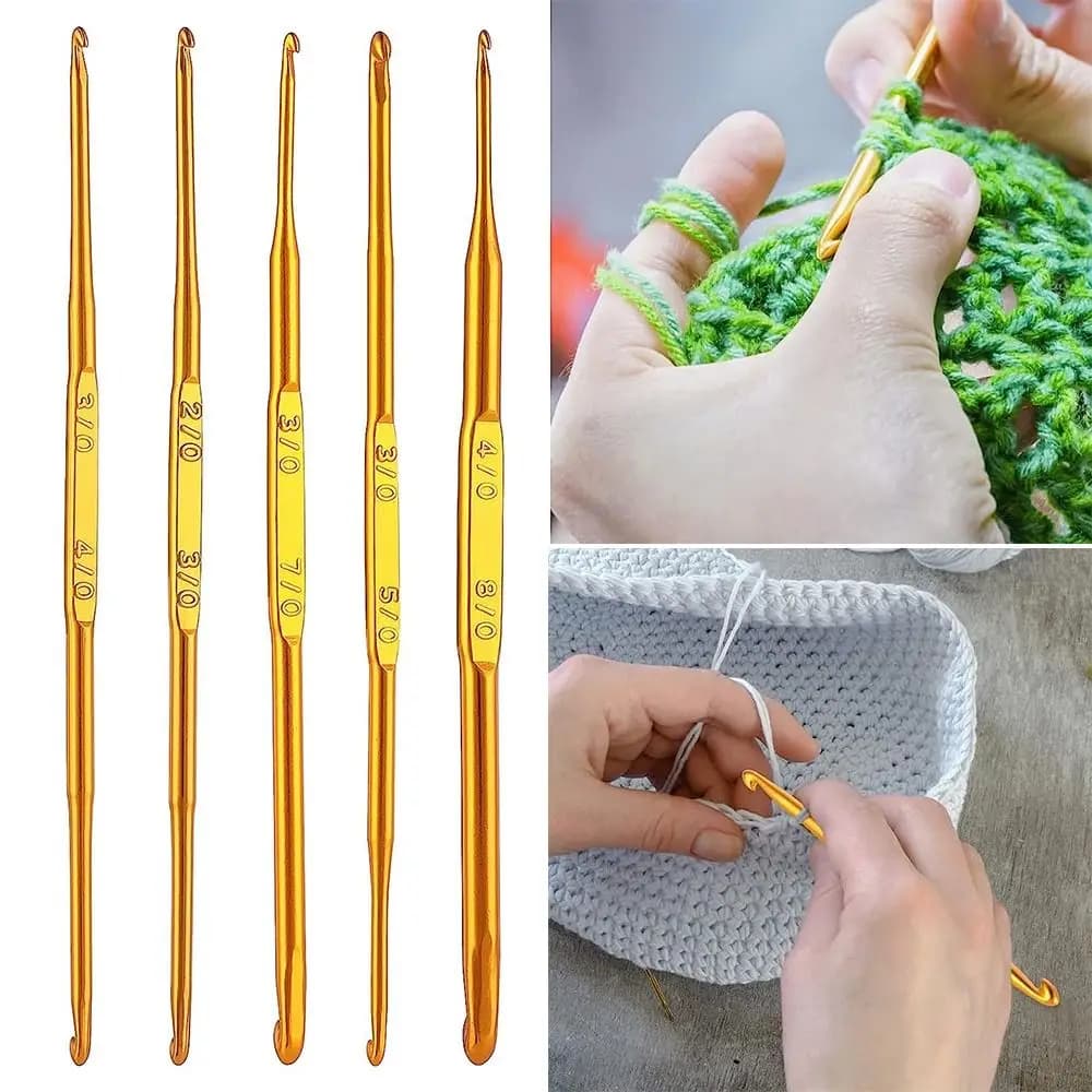 Handicraft Gold Double End Crochet Hooks Aluminum Multisize Knitting Needles Yarn Weave Tool DIY Sewing Accessories
