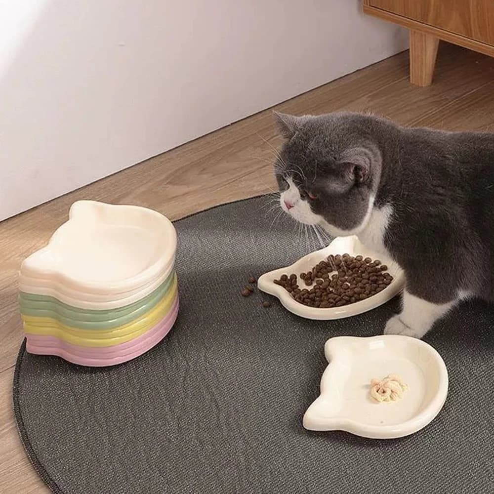 Ciotole per animali domestici a forma di gatto 1PC, design animale carino color pastello, piatto per alimenti per animali antiscivolo, ideale per gatti, accessorio per animali alla moda per la casa