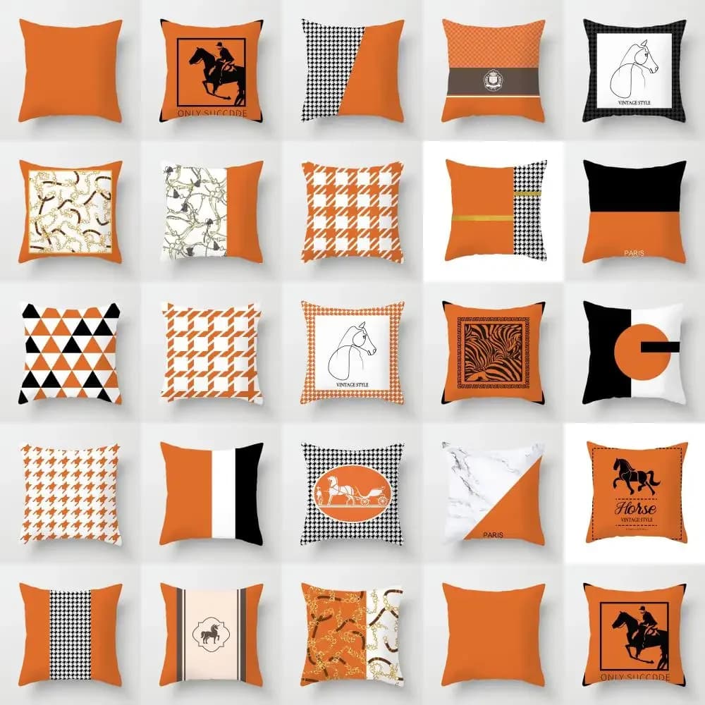 Cushion cover for sofa and bedside table with Nordic orange pattern, modern, simple, casual, for head, for life, for pillows, for home, 45 cm