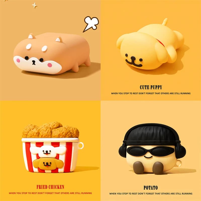 For Apple Airpods 4 Cute Dog Case Airpods 1 2 3 Pro Earphone Case for Food Fruit Wireless Charging Hoodie