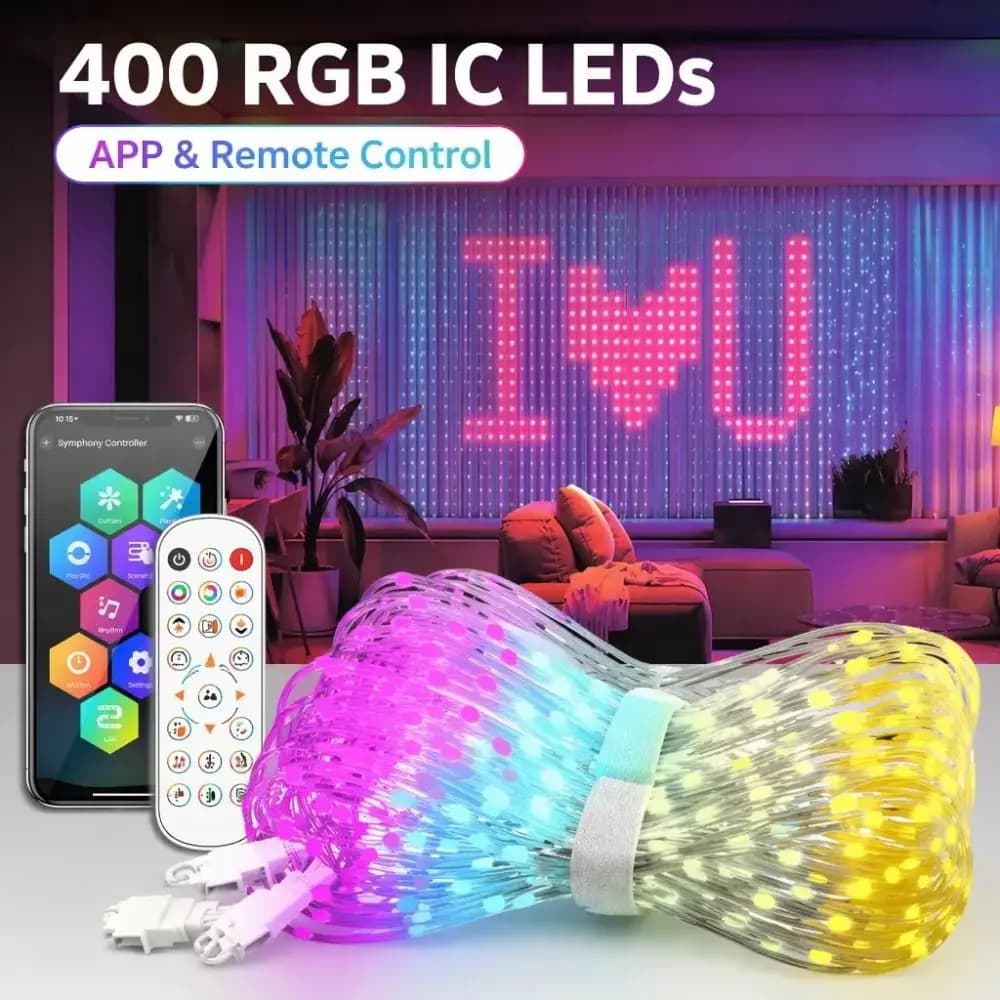 APP Controlled Fairy String Lights DIY Pattern IP65 Waterproof RGB Pixel Lights USB Powered RGB Color Changing Smart Lights