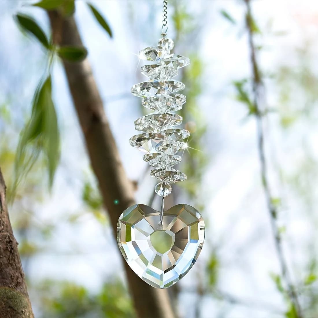 1pc Suncatcher Finestra decorativa - Cuore Sfera di cristallo Prisma Ciondolo Suncatcher Appeso Finestra Decorazioni per la casa, (Trasparente)