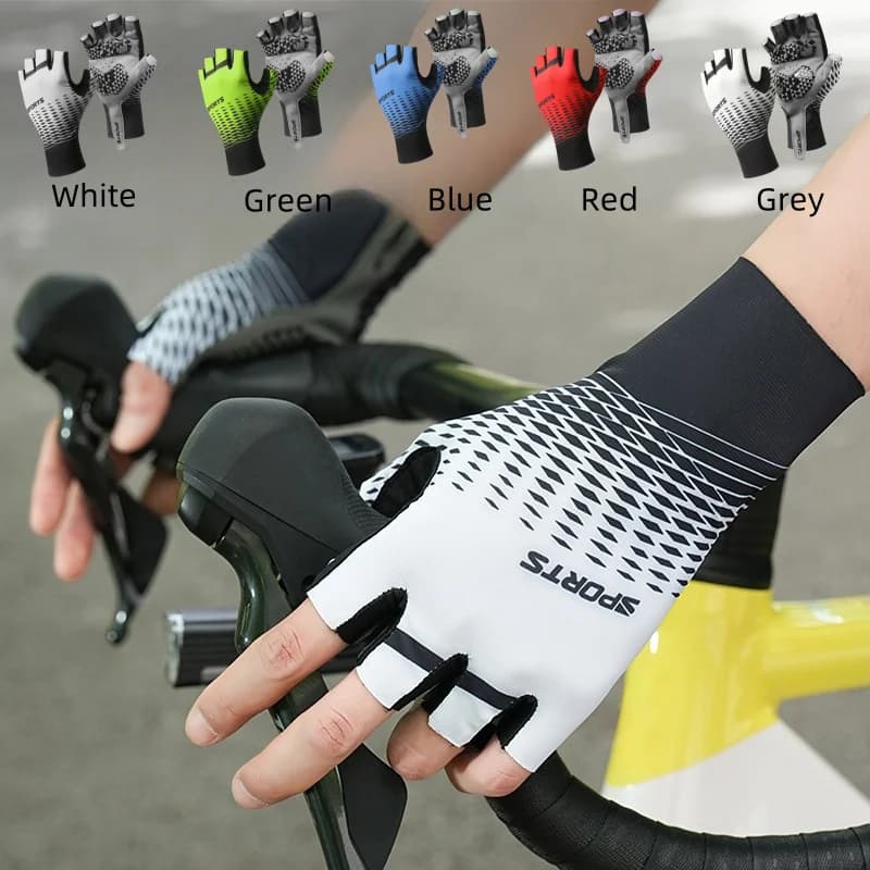 Guanti da ciclismo mezze dita antiscivolo anti-sudore anti-shock MTB guanti da bici da strada sport fitness guida pesca guanti protezione solare