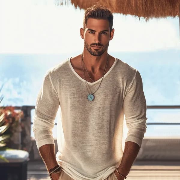 T-shirt a maniche lunghe traspirante sottile tinta unita da uomo europea e americana taglie forti streetwear