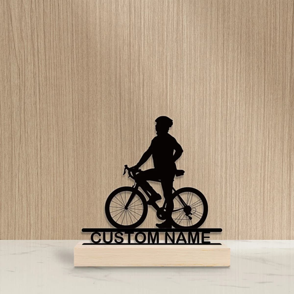 1pc Metal Desktop Ornaments and Decorations Custom Content Equipped with A Wooden Base Room Decorations, Bar Counter Decorations