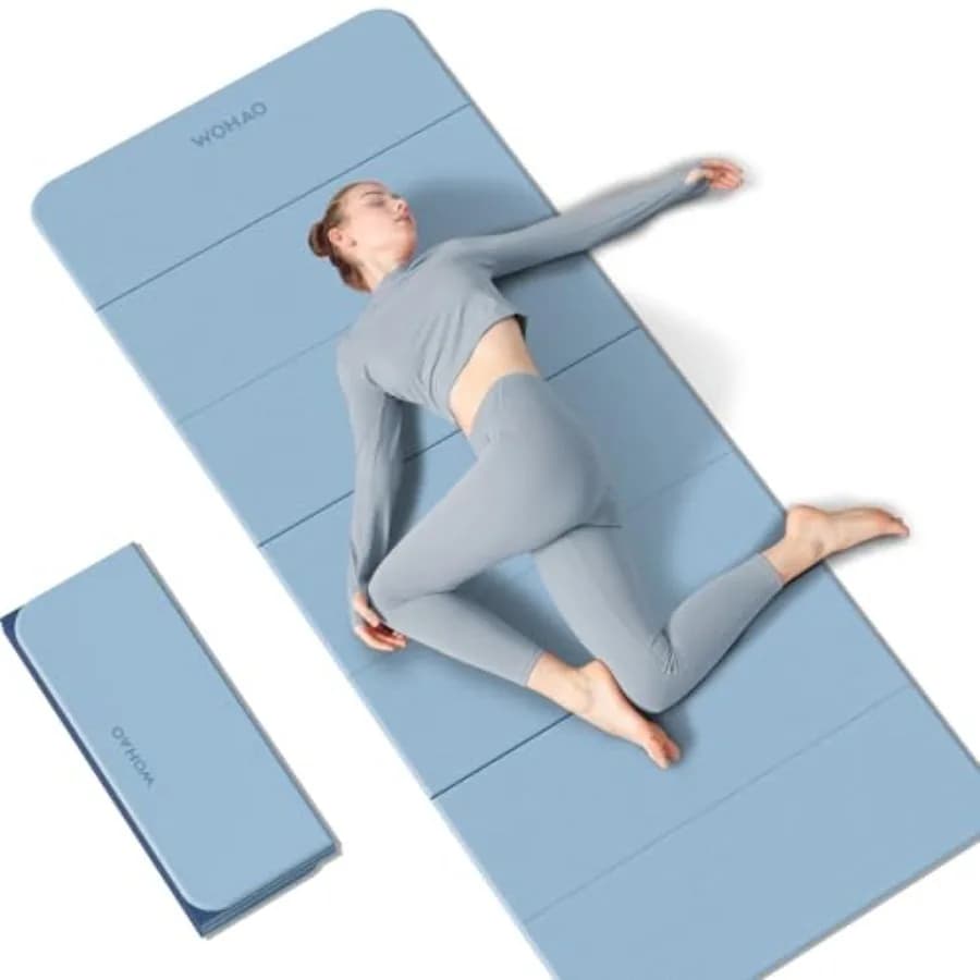 Travel yoga mat: 7-fold TPE, 70x24, 1/2 inch thick, non-slip black, ultra-portable for home gym and exercise