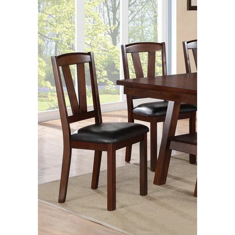 Sedie da pranzo con struttura in legno di noce scuro e sedili imbottiti, set di 2
