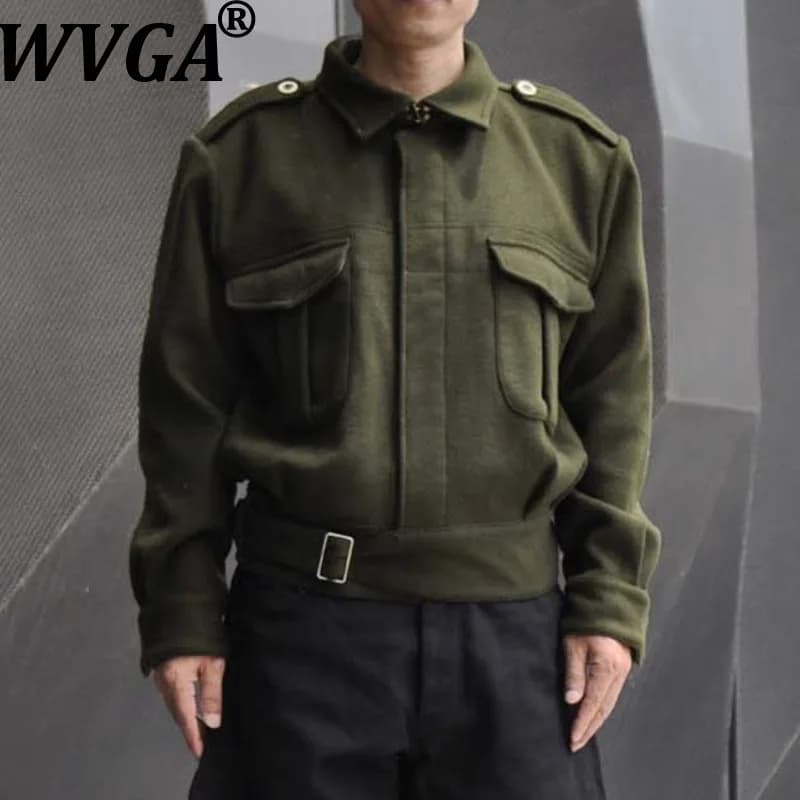 WVGA Spring Autumn New Man Tide High Street Woolen Jackets Turn-down Collar Niche Chic Casual Long Sleeved Wool Coats Ins W12738