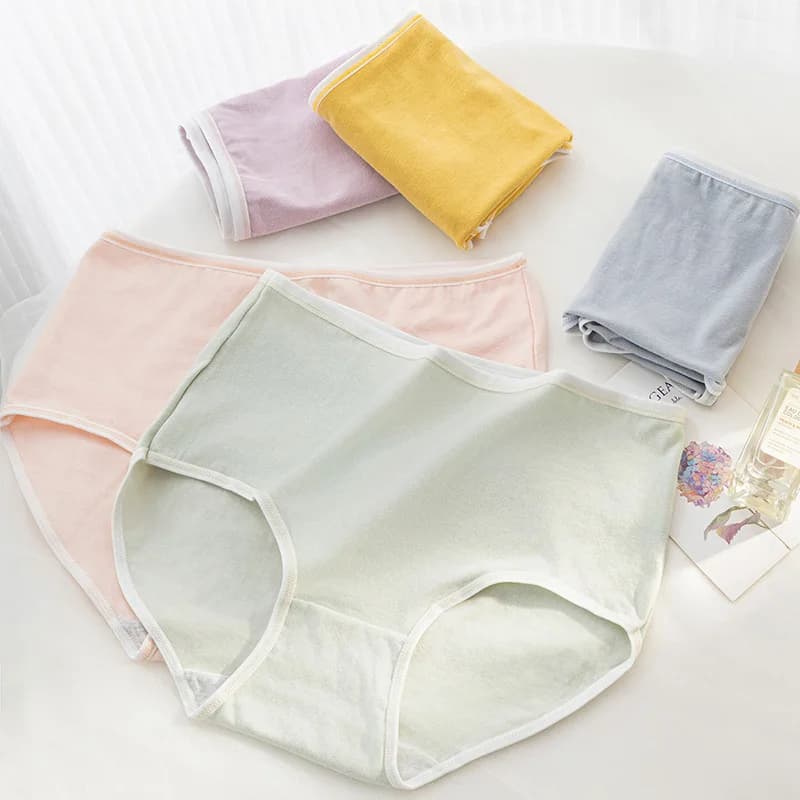 Set di 5 Mutande Elastiche a Vita Alta in Cotone per Donna, Slip Sportivi Traspiranti, Intimo Sexy Monocolore per Donna