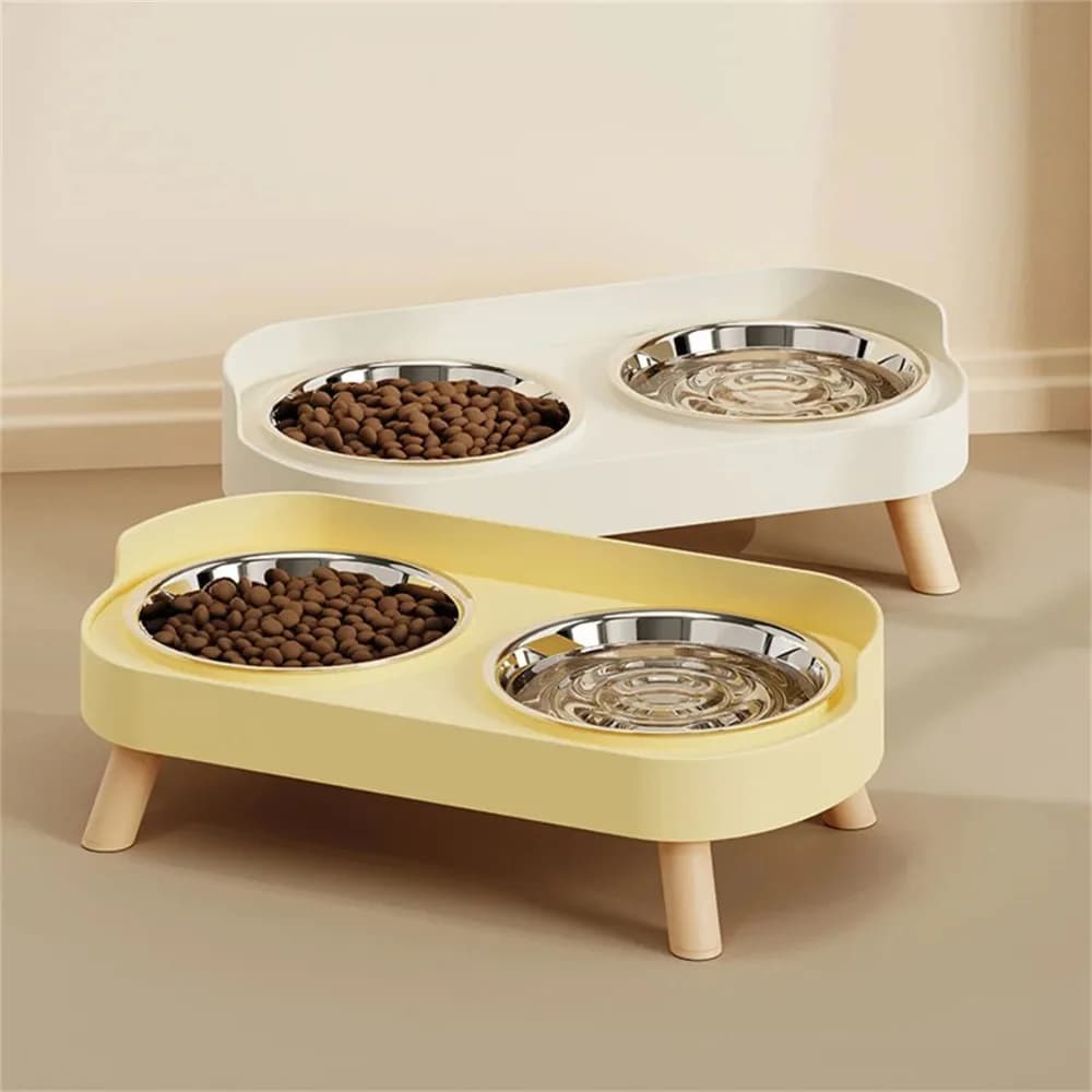 Colorful Dopamine Stainless Steel Double Layer Pet Bowl Large Capacity Neck Protection Food Water Bowl For Cats Small Dogs