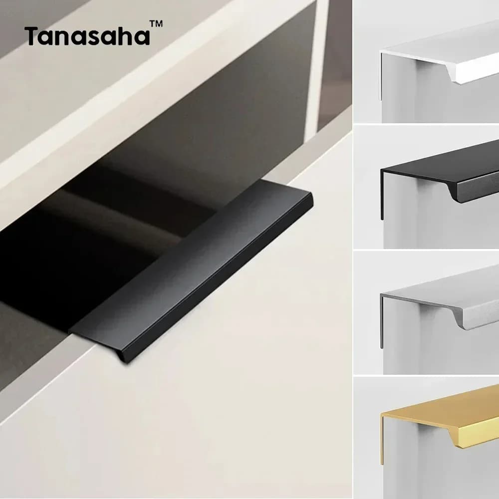 Maniglia per mobili senza perforazione Maniglie per mobili in oro spazzolato argento nero opaco laccato bianco Maniglie nascoste per armadi e cassetti
