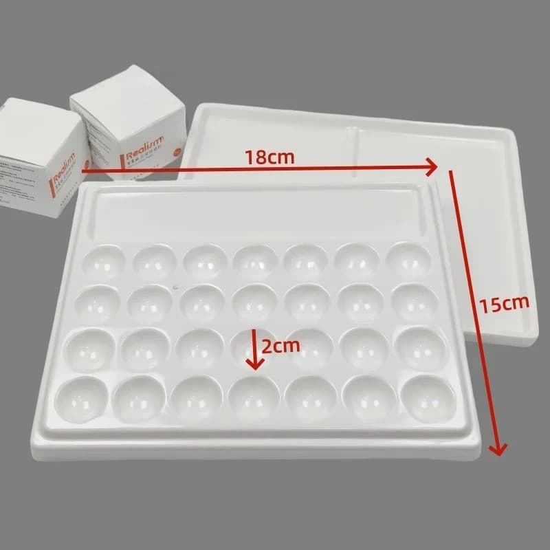 1Set 28 Slot Imitation Ceramic Tables Laboratory Equipment Porcelain Dentral Mixing Irrigation Plate Hydrating with Cover