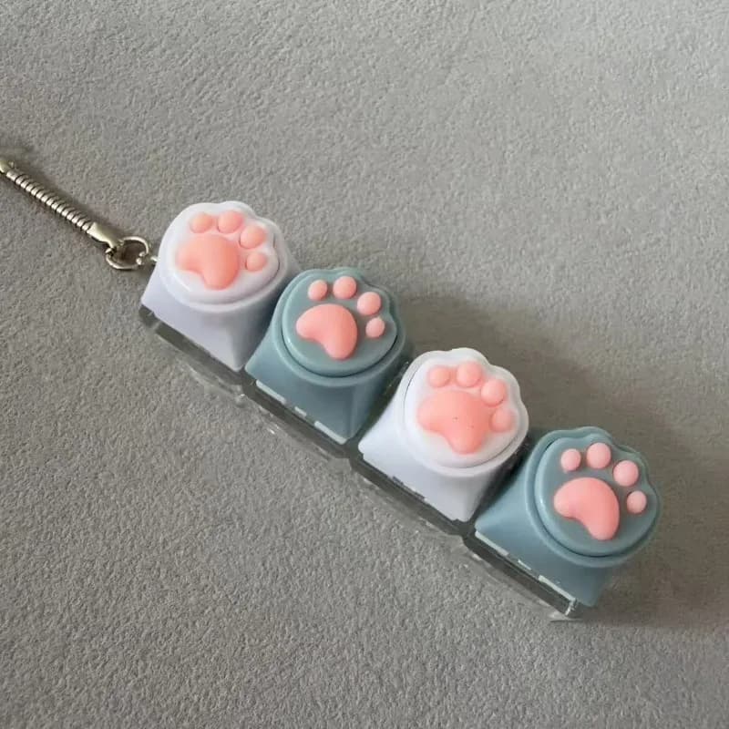 Portachiavi Kawaii a Forma di Zampa di Gatto Macaron, Tester per Interruttori Meccanici, Giocattolo Portatile Antistress e Decompressione