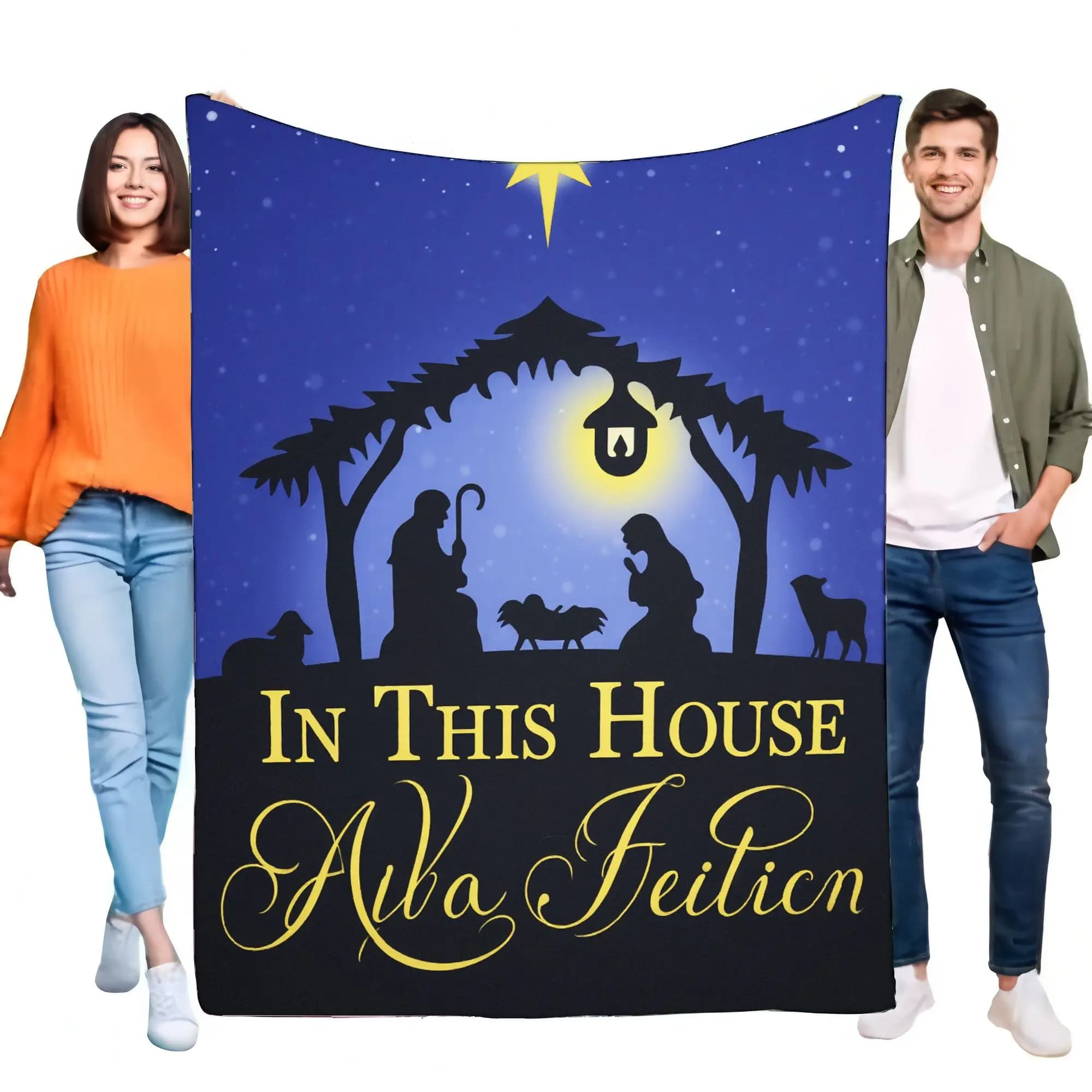 Cozy Soft Fleece Blanket with Nativity Scene Design, Perfect for Home Decor, Christmas Gift, Lightweight and Warm Throw for Couc