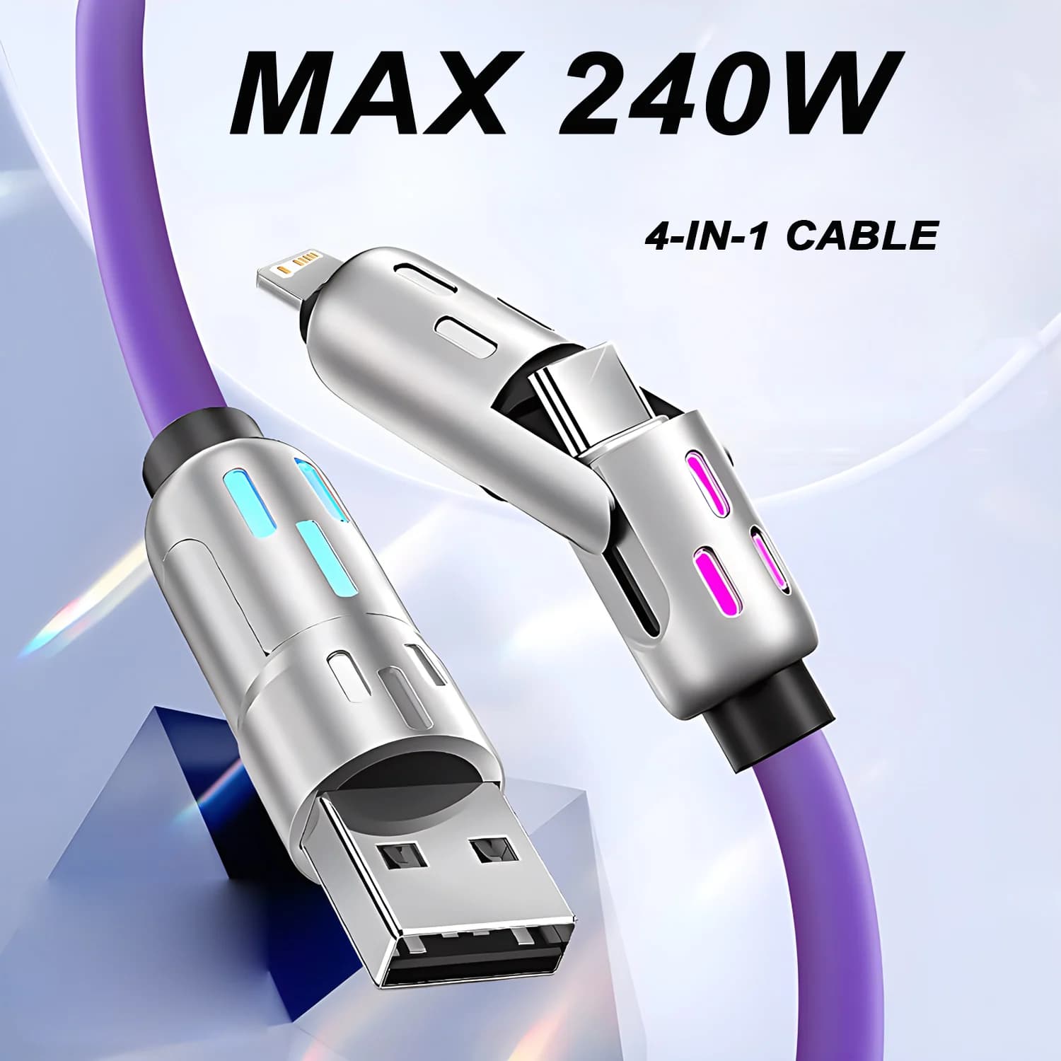 Cavo USB tipo C a USB C 4 in 1 da 240 W Cavo per caricabatterie rapido PD per iPhone 16 Pro Max 15 iPad Xiaomi Samsung Tablet Cavo dati da 1 M