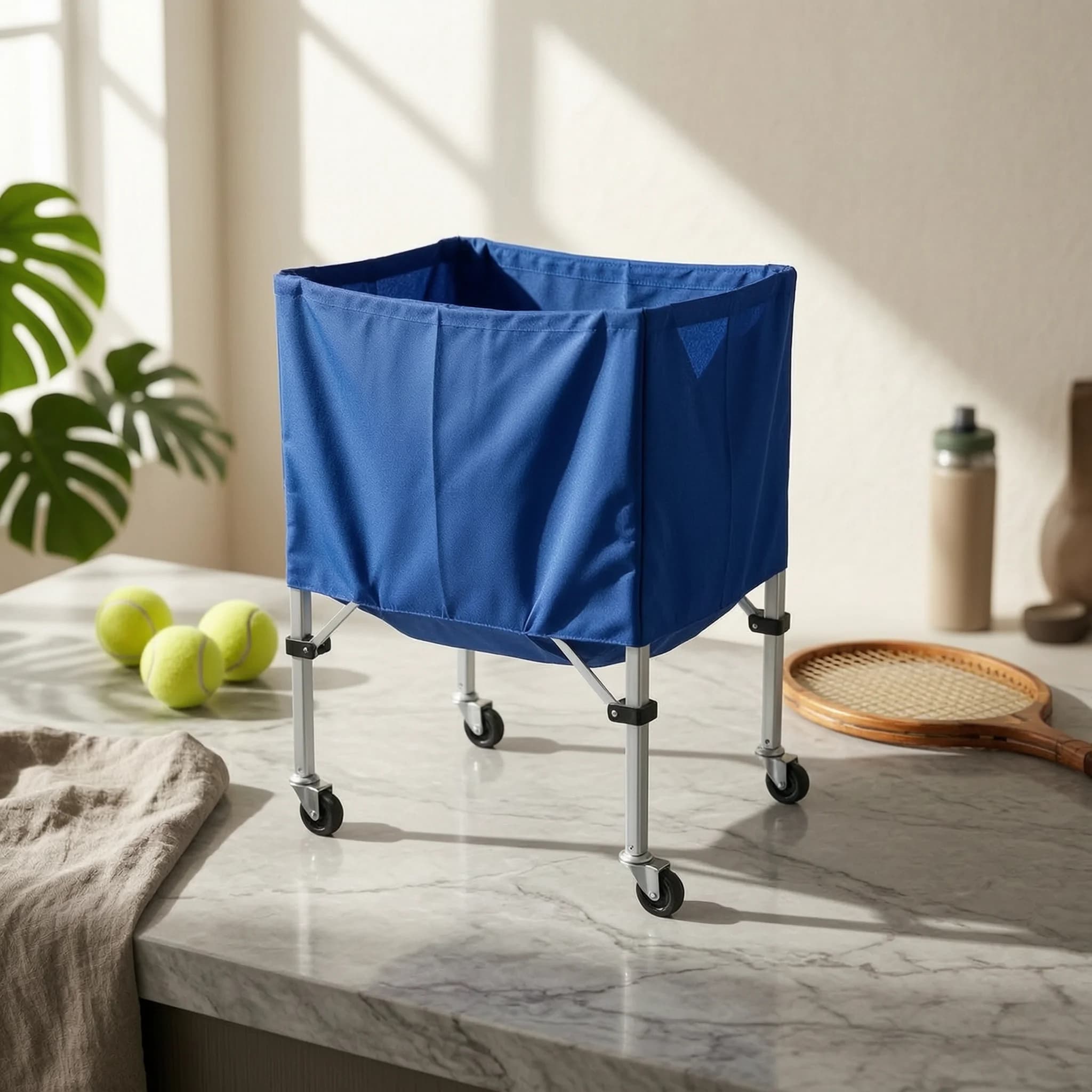 Tennis Ball Cart Collapsible Tennis Ball Hopper with Wheels Sports Equipment Reinforced Multi-Sport for Coaches