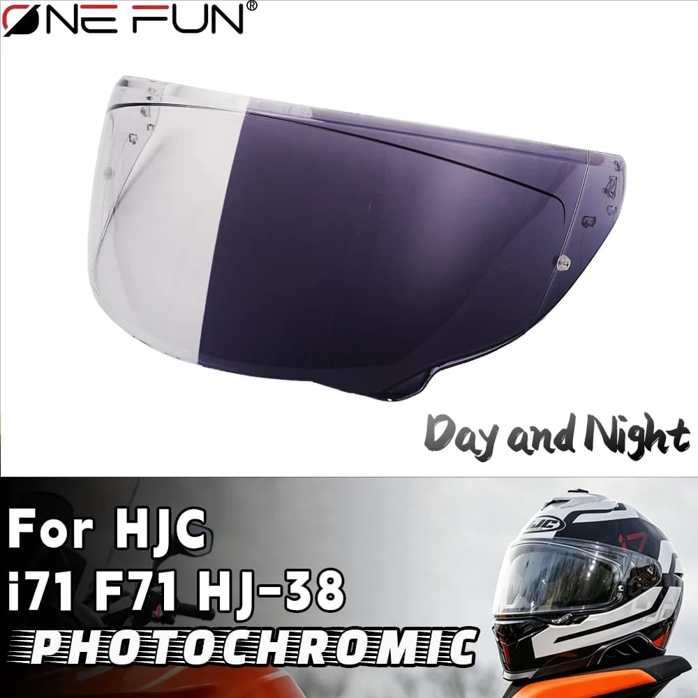 Visiera fotocromatica per casco moto HJC I71 F71 HJ38, protezione solare UV, resistente ai graffi, installazione rapida