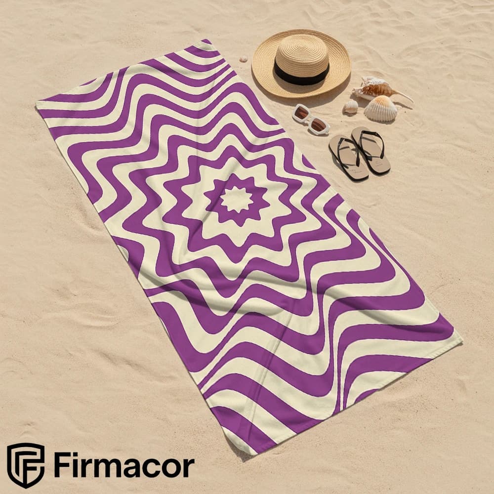 Purple Swirl Optical Cartoon Anime Beach Towel Microfiber Quick Dry Super Absorbent Soft Bath Towel for Kids Adults Travel