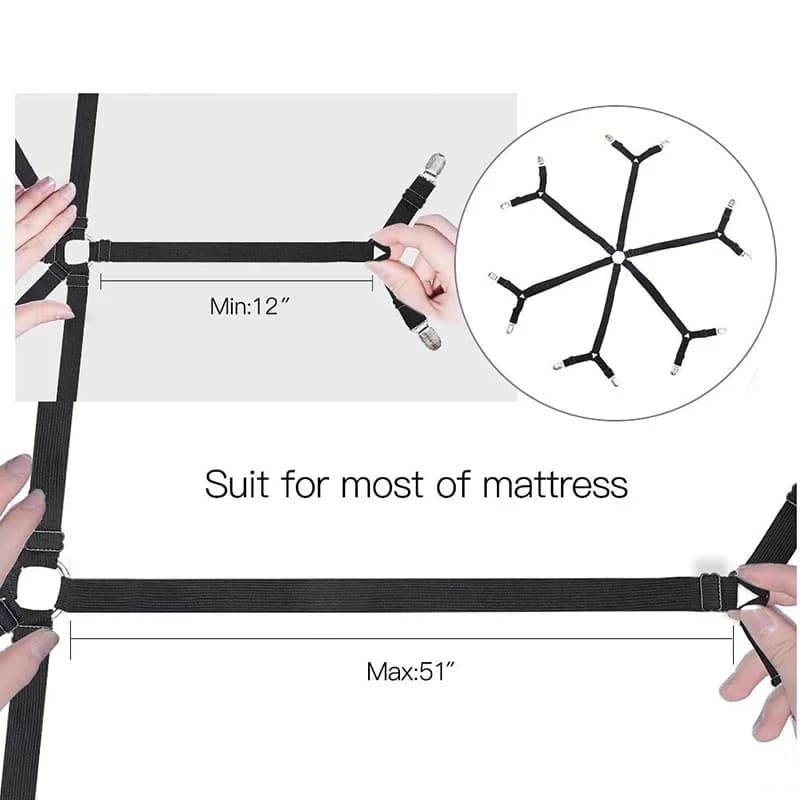 Fermagli Regolabili Elastici per Lenzuola con 12 Clip, Fissatori per Materasso, Clip per Coperte, Cinghie Antiscivolo per Fissaggio