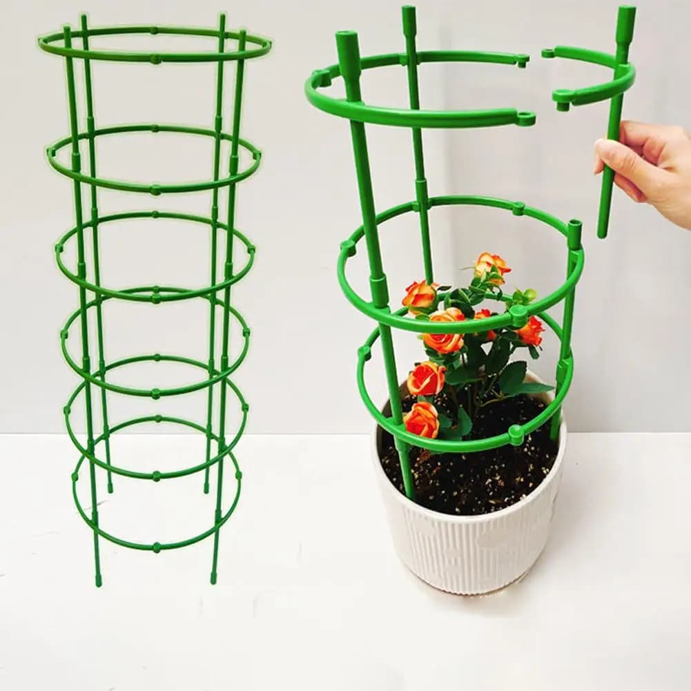 Tomato Cages Trellis Plastic Column Vine Plant Bracket Potted Flower Plant Support Pile Stackable Tomato Tower Plant Cage