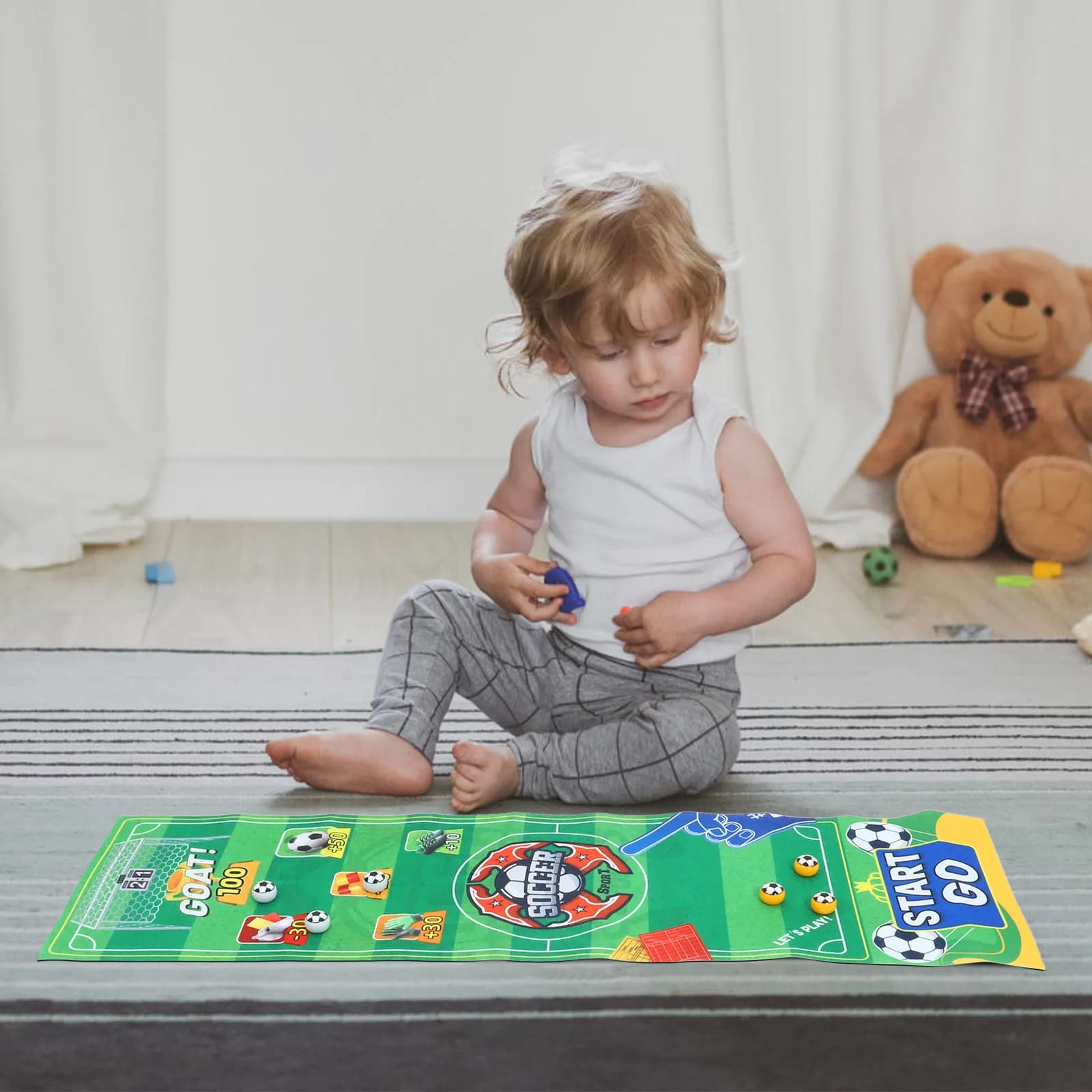 Game Set Curling Table for Interior, Interaction Genitor-Son, ABS and Iron Fabric Material, Educational Game