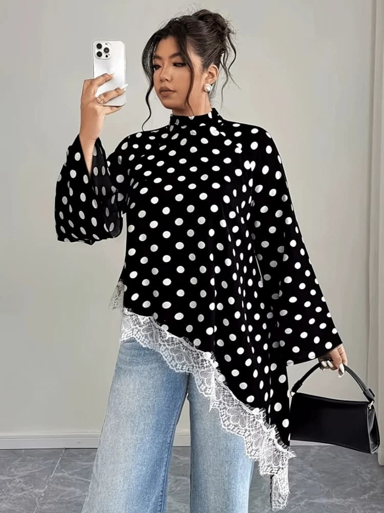 0XL-4XL Plus Size Autumn Spring Fashion Elegant Print Shirt Blouse O- Neck 3XL 4XL Big Size Women Long Sleeve T-shirt Tops
