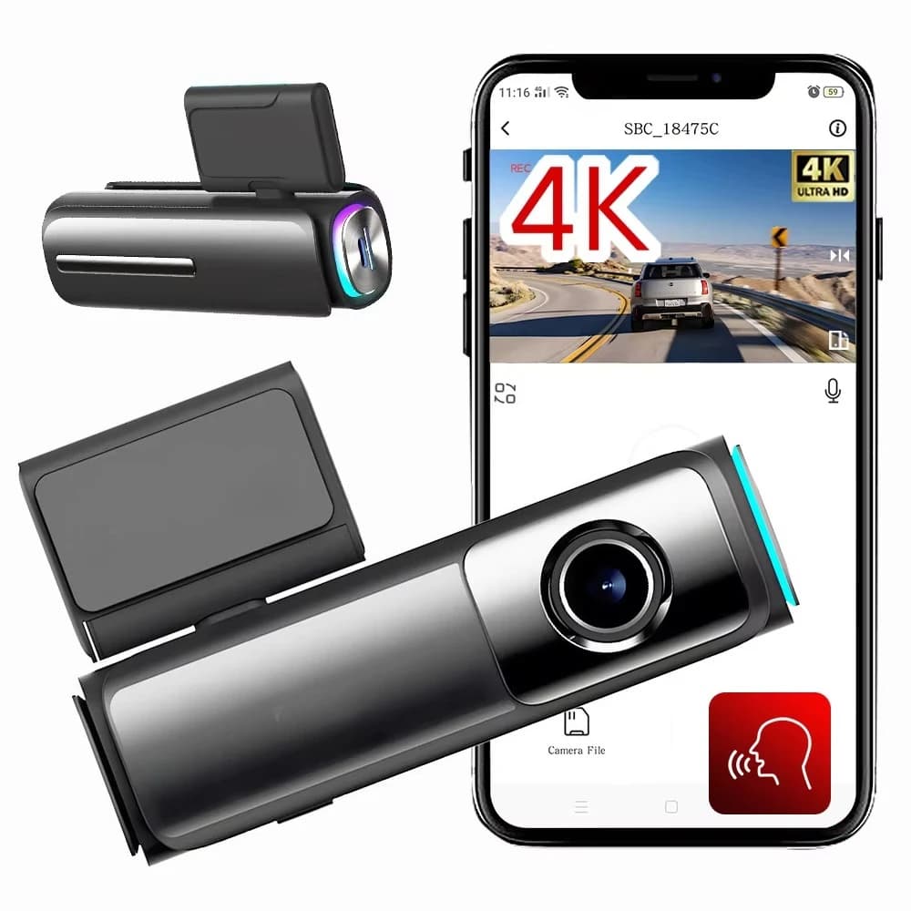 Dash Cam 2 4K+2K Anteriore/Posteriore con GPS, Visione Notturna, WDR, Controllo Vocale, ADAS, WiFi e 1 Anno di Garanzia