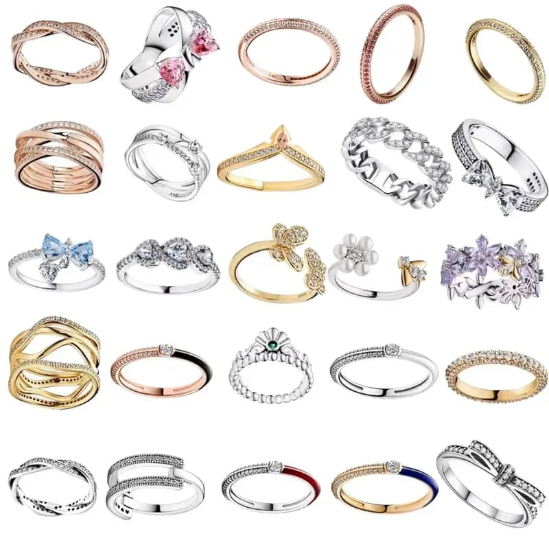 S925 Sterling silver Bow Chain Love Women's Boutique Ring Suitable For Wearing DIY Jewelry at Weddings And Parties