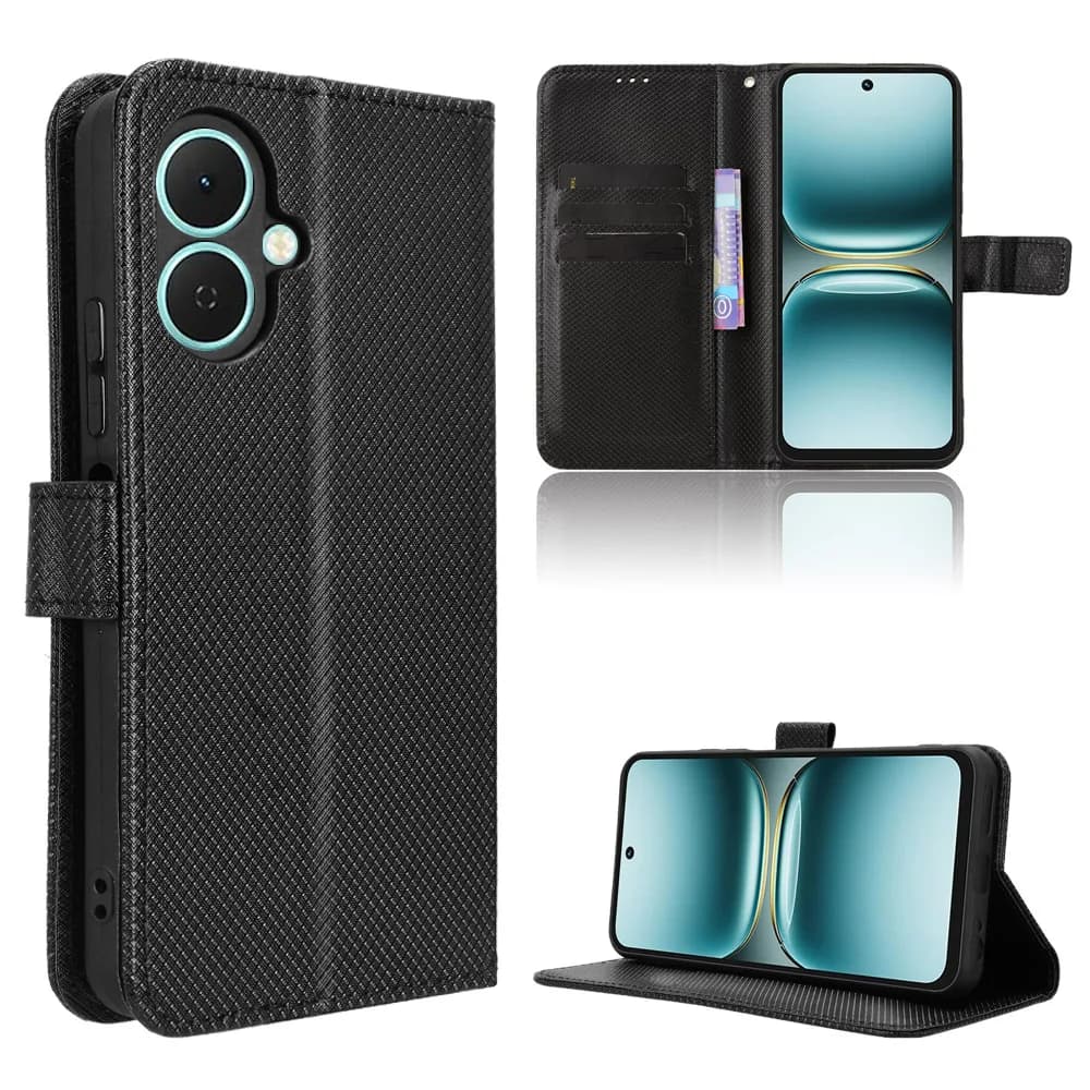Per Tecno Spark Go 2 Custodia di lusso Flip Diamond Pattern Pelle PU Custodia a portafoglio in pelle per Tecno Spark Go 2 Go2 Borsa per telefono