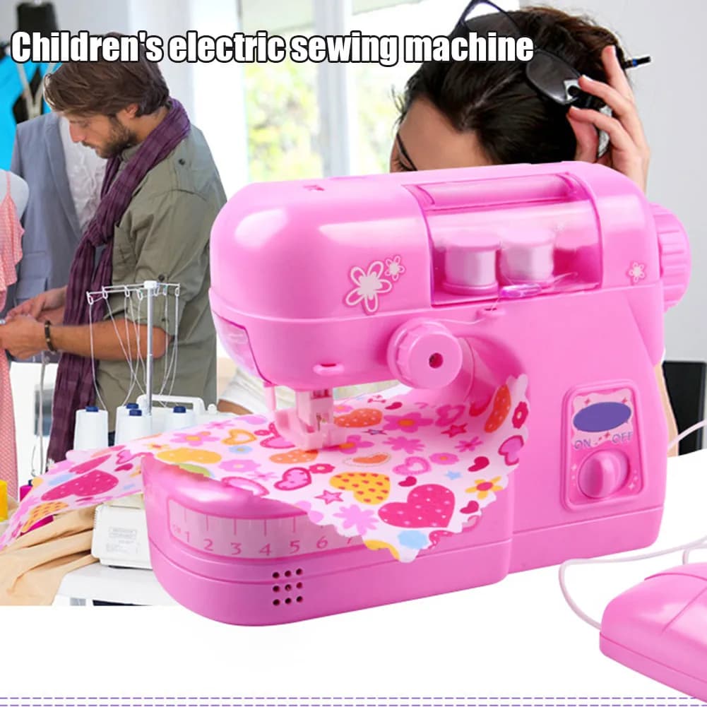 Macchina da cucire per bambini Macchina da cucire portatile portatile con luce Piccola macchina da cucire elettrica per bambini Set di giocattoli per la casa