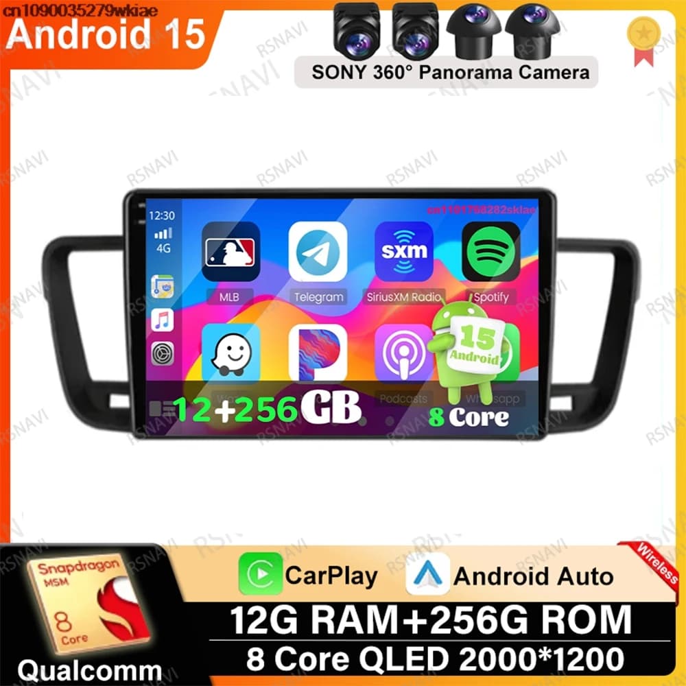 Android 15 For Peugeot 508 2011-2017 2018 RDS 5G WIFI Stereo Multimedia 8 Core Navigation Viedo Player QLED DSP AUTO Qualcomm BT