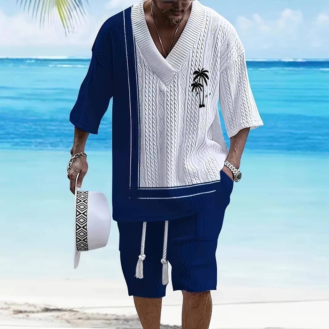 Complete with Men 2026 with 3D Printing, Sleeves Court and Shorts, Casual, Plus Sizes, Fashion Summer, Outfit from Holiday, Breathable, Two Pieces, Beach Clothing