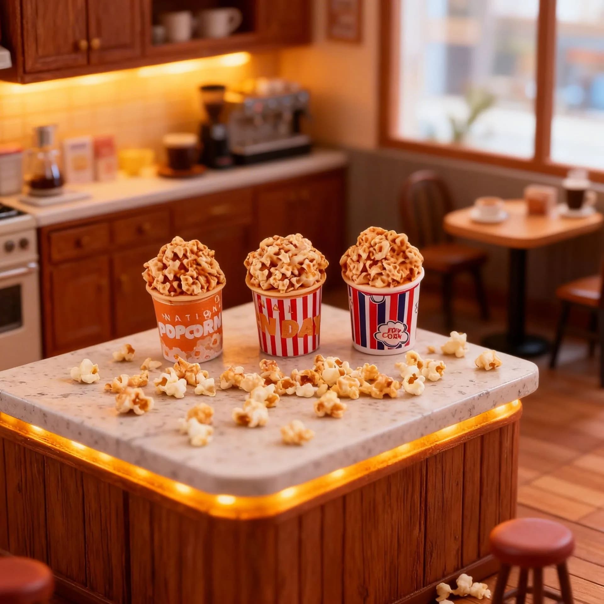 Miniatura in resina a forma di barile di popcorn tridimensionale per casa delle bambole, accessorio fai da te per paesaggi in miniatura
