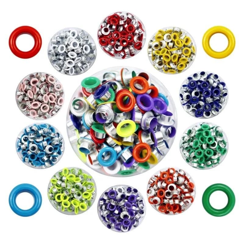 81 pezzi di occhielli in acciaio inossidabile di colore misto da 3 mm, per carta, borse, scarpe, tende, artigianato, fai da te e riparazioni quotidiane