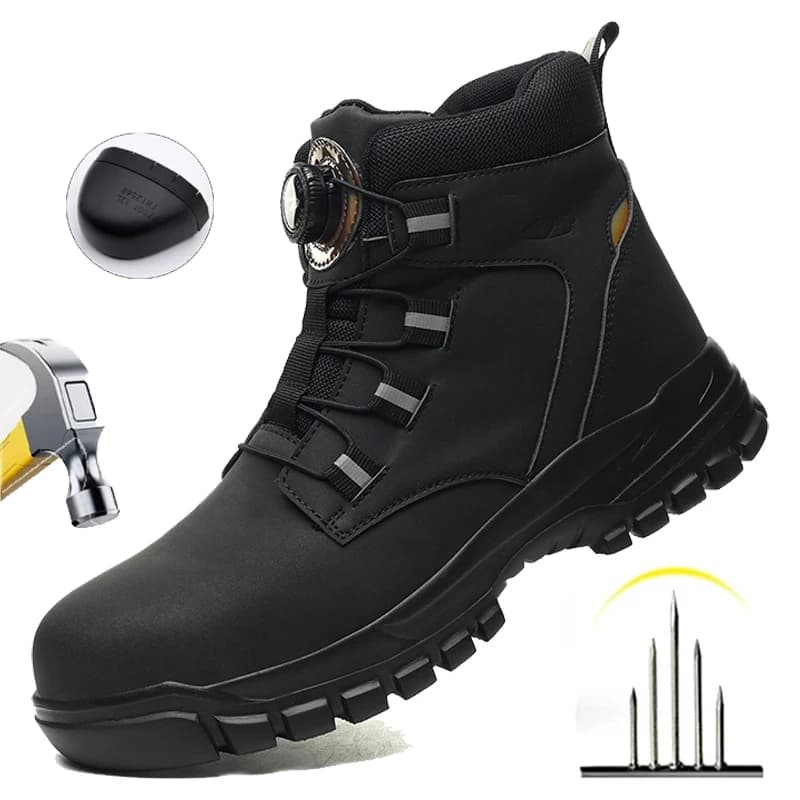 Stivali di sicurezza impermeabili da uomo Stivali da lavoro indistruttibili con punta in acciaio Scarpe antinfortunistiche anti-schiacciamento e resistenti alle perforazioni