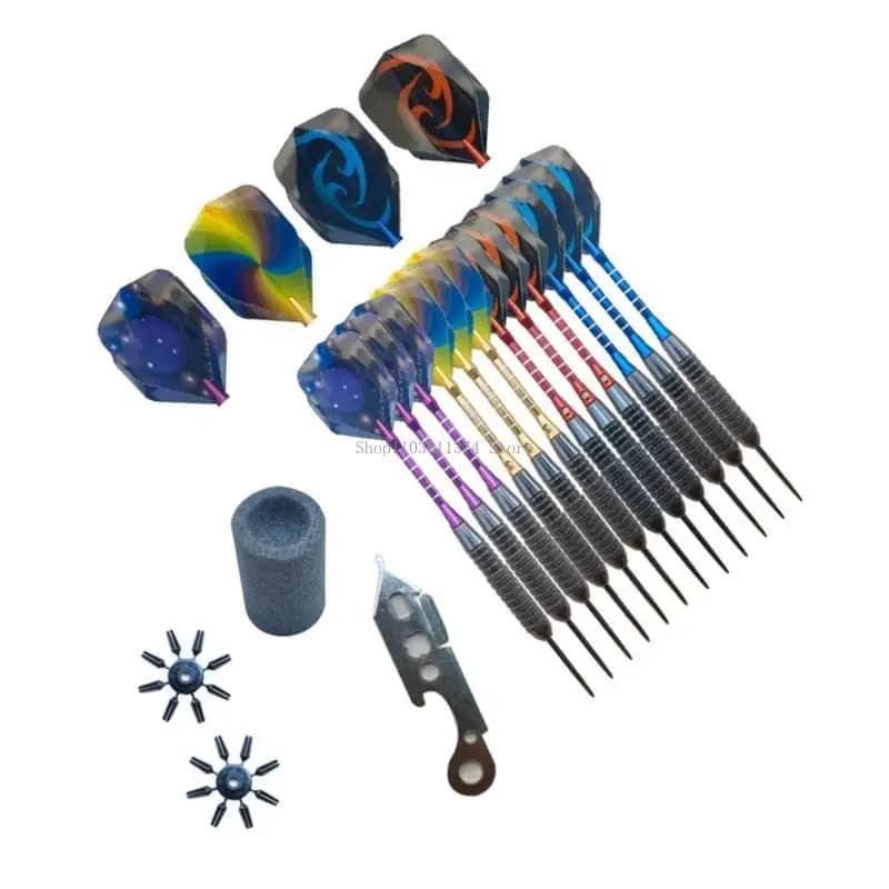 Set 12 freccette professionali con punta in acciaio da 22 g, con asta in lega alluminio, set freccette con punta in non