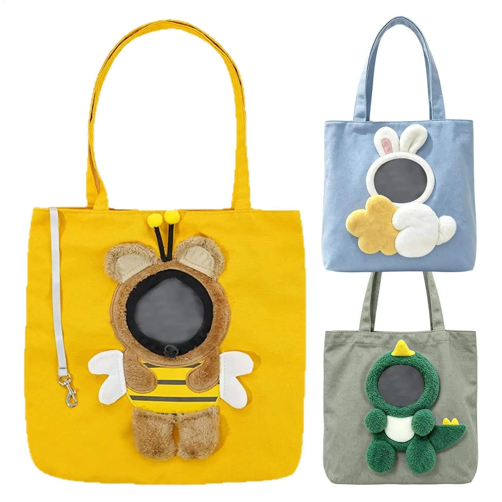 Pet Carrier Bag Funny Breathable Soft Tote for Small Dog Cat Puppy Kitten Outdoor Portable Shoulder Handbag Dinosaur Bee Shape