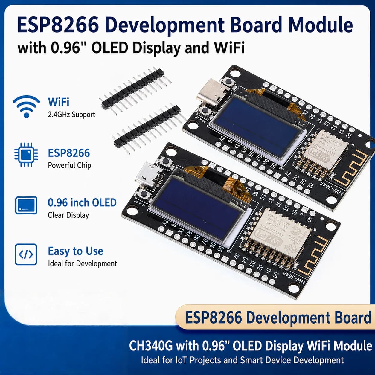 Scheda di sviluppo NodeMCU ESP8266 con display OLED da 0,96 pollici, modulo WiFi CH340G ESP-12F, USB TYPE-C per Arduino/Micropython
