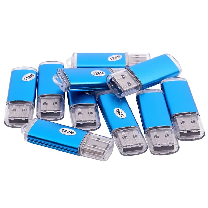Y43A-100 pezzi di memoria USB 2.0 Memory Stick Flash Drive 128 MB regalo blu