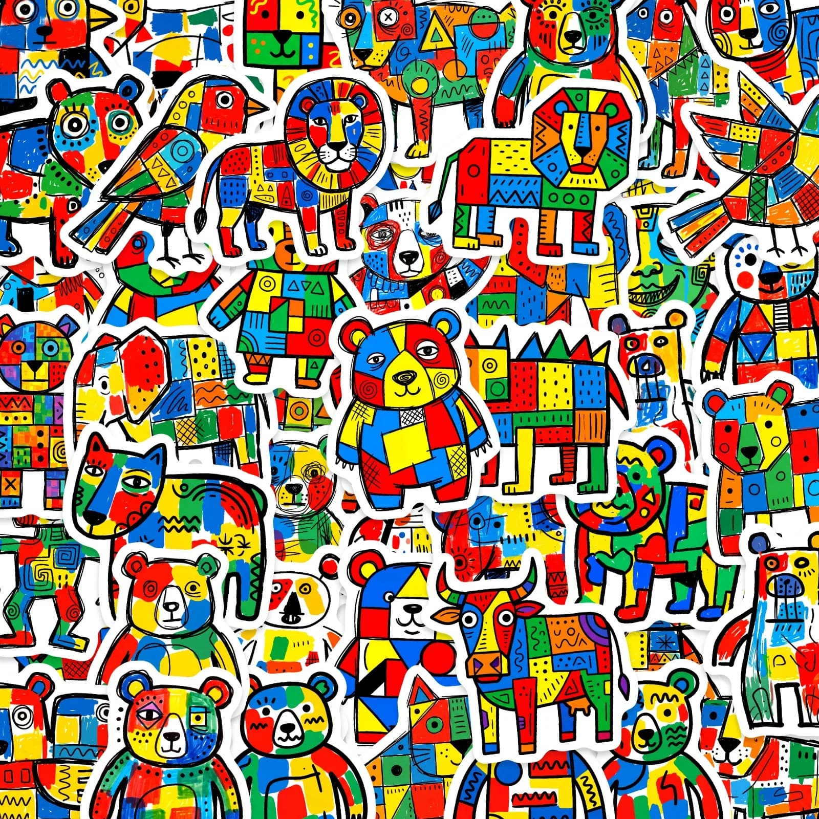 50/100 Pezzi Adesivi Colorati con Animali Astratti, Impermeabili e Resistenti per Telefono, Casco, Auto, Moto, Cartelle, Laptop
