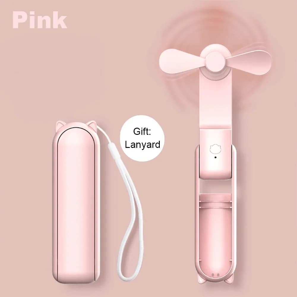 Mini ventilatore portatile portatile Piccola batteria ricaricabile USB tascabile Mini ventilatore USB pieghevole a mano con Power Bank
