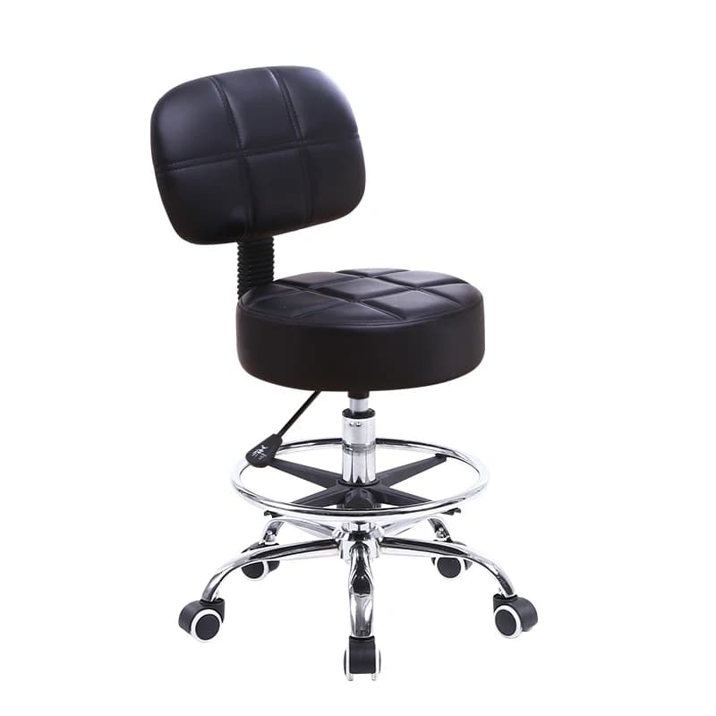 KKTONER sgabello girevole rotondo in pelle PU con poggiapiedi regolabile sedia da disegno da lavoro regolabile in altezza con schienale