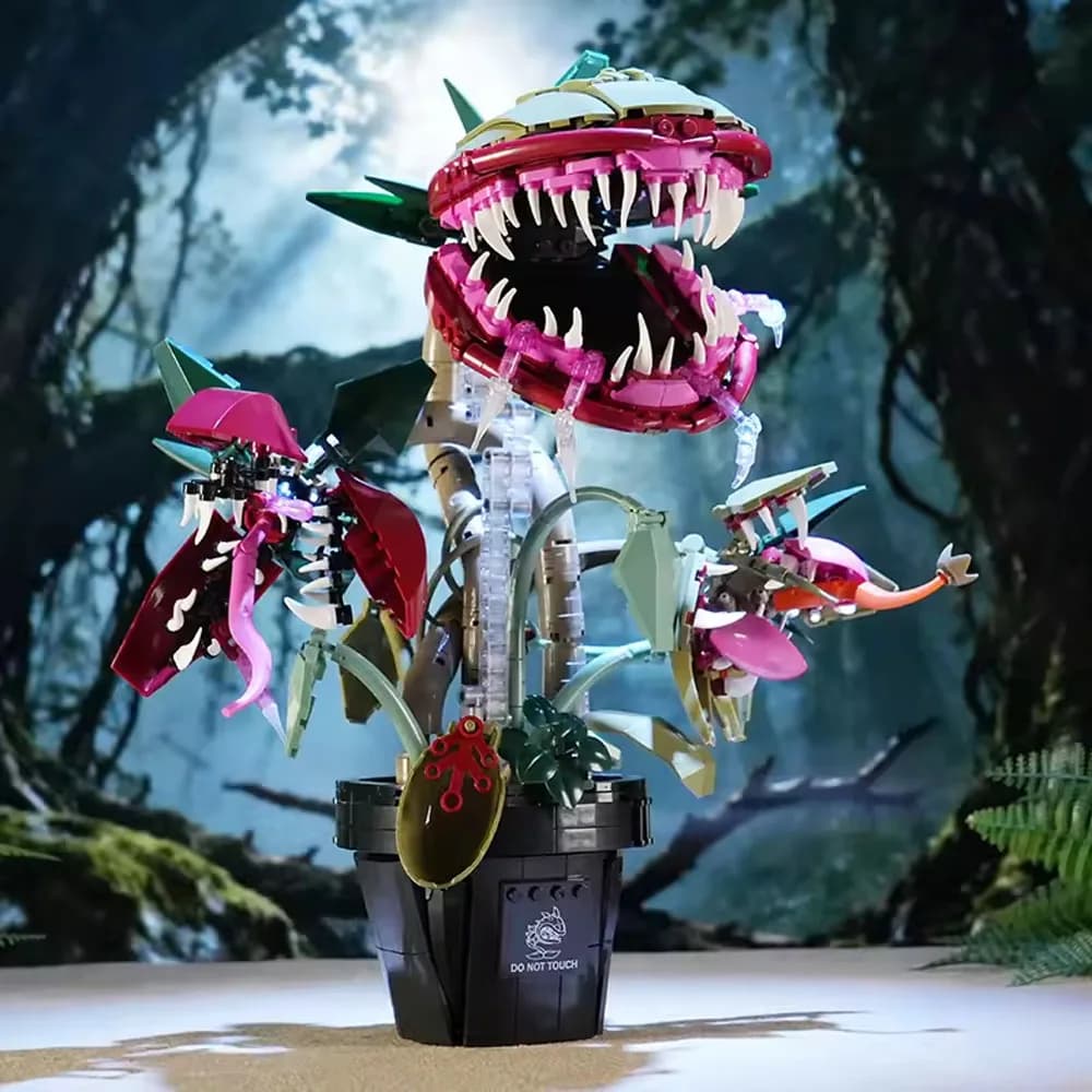 Pianta Carnivora Creativa in Vaso, Fiore Mangia-Umani, Blocchi da Costruzione, Decorazione per la Casa, Collezione MOC, Mattoncini Giocattolo per Bambini, Regalo
