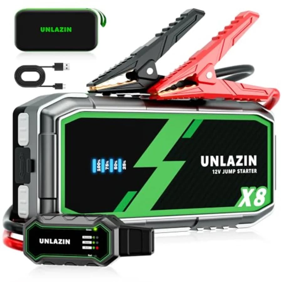 Avviatore di Emergenza 10000A Portatile con Funzione di Avvio Forzato, Avviatore per Auto 12V e Booster per Batteria per Tutti i Veicoli a Benzina