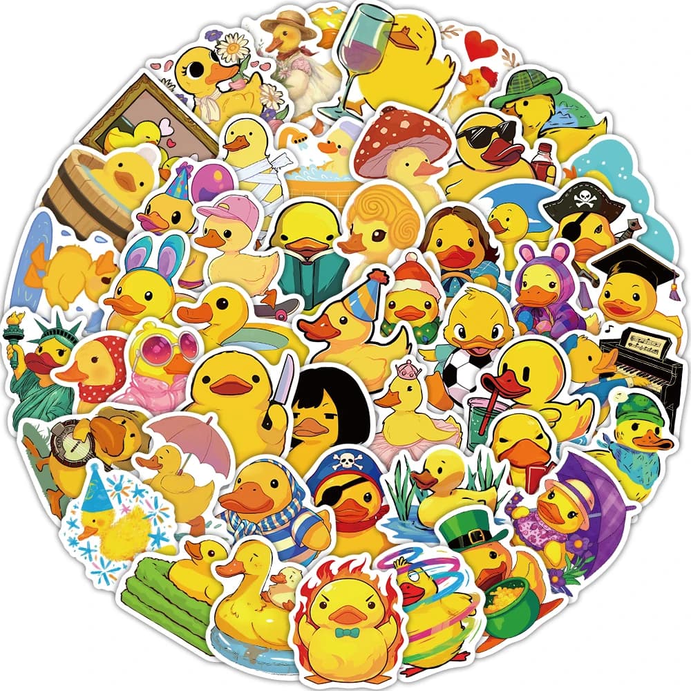50 pezzi carino anatra gialla adesivi graffiti creativi scrapbooking collage materiale custodie per telefoni notebook adesivi skateboard