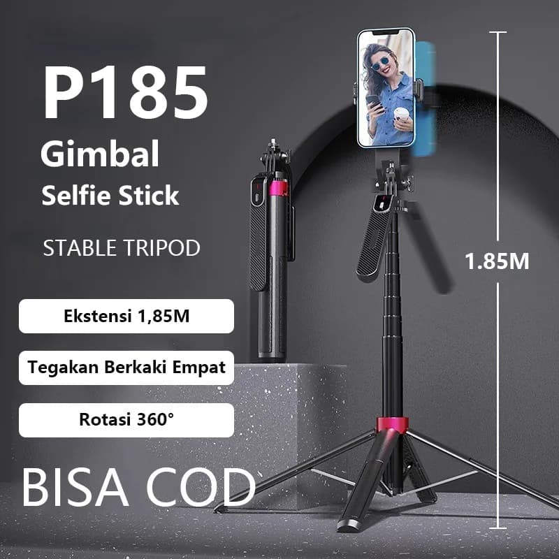Treppiede da 1,85 m Treppiede con telecomando Bluetooth Selfie Stick 360 ° Rotazione con adattatore 1/4 Supporto per fotocamera portatile Flexibl Gopro
