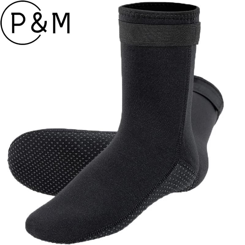 Calze da Spiaggia in Neoprene Spessore 3MM, Calze Termiche Antiscivolo a Mezza Gamba per Immersioni, Surf, Snorkeling e Sport Acquatici