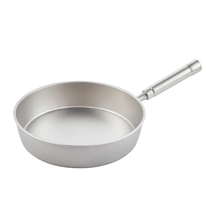 Padella in Titanio Puro con Fondo Piatto, Completamente in Titanio, per Uso Domestico, Senza Rivestimento