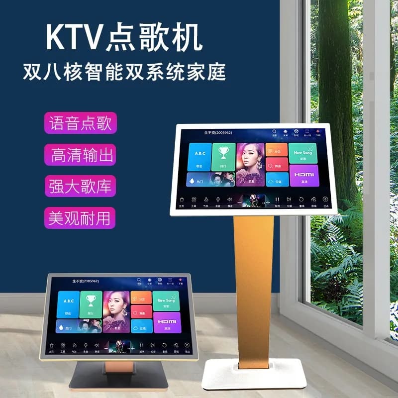 Macchina per karaoke a doppio sistema vocale con touch screen capacitivo, set audio all-in-one KTV domestico, commutabile inglese